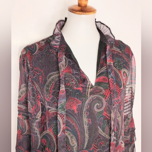 SHEER PAISLEY CHIFFON AMILIYA BLOUSE - Picture 7 of 12